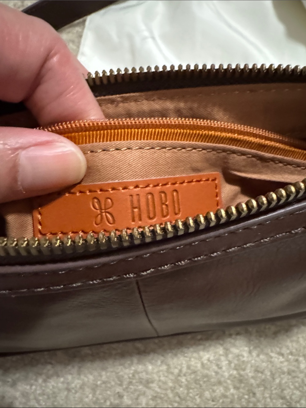 HOBO Bellamy Small Crossbody Bag Brown Genuine Leather Phone Pocket-10x5x2.5” - Picture 11 of 14